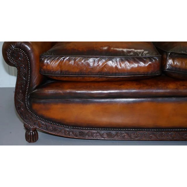 Brown Leather Two Seat Sofa For Sale - Image 14 of 18