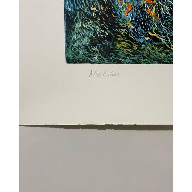 Surrealism Baruch Nachshon, Large Baruch Nachshon Israeli Surrealist Color Lithograph Judaica Israel For Sale - Image 3 of 5