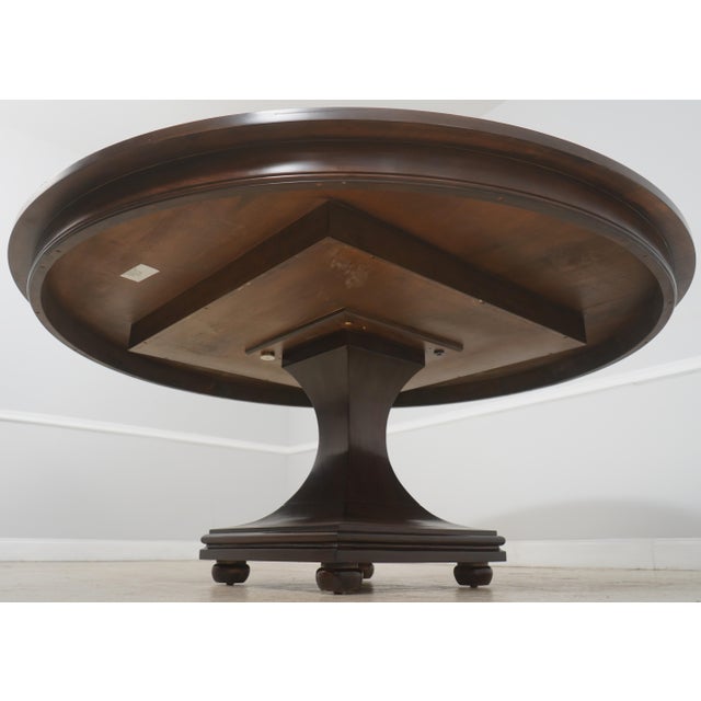 Large Round Mahogany Dining Pedestal Conference Table For Sale - Image 13 of 14