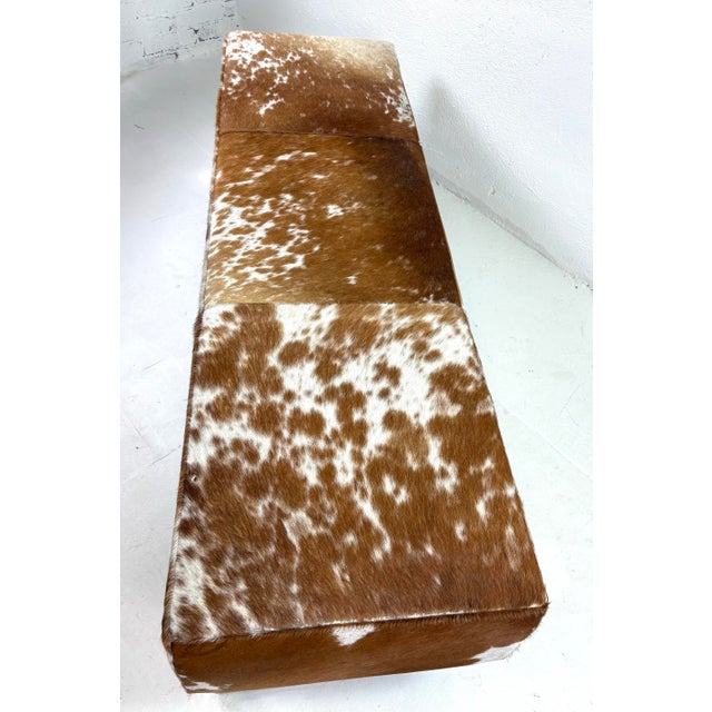 Animal Skin Modern Natural Cowhide Upholstered Bench For Sale - Image 7 of 11