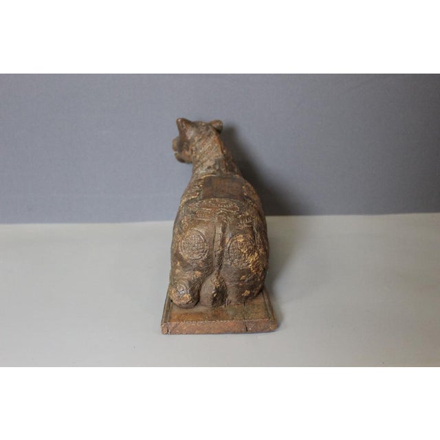 19th Century Sacred Cow in Carved Wood, India, 1800s For Sale - Image 4 of 12