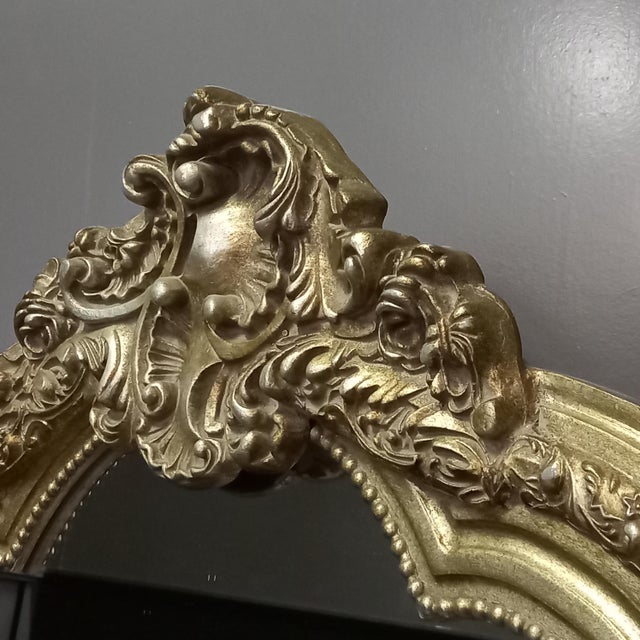 Large Vintage French Mantel Mirror in Wooden Frame, 1950s For Sale - Image 3 of 8