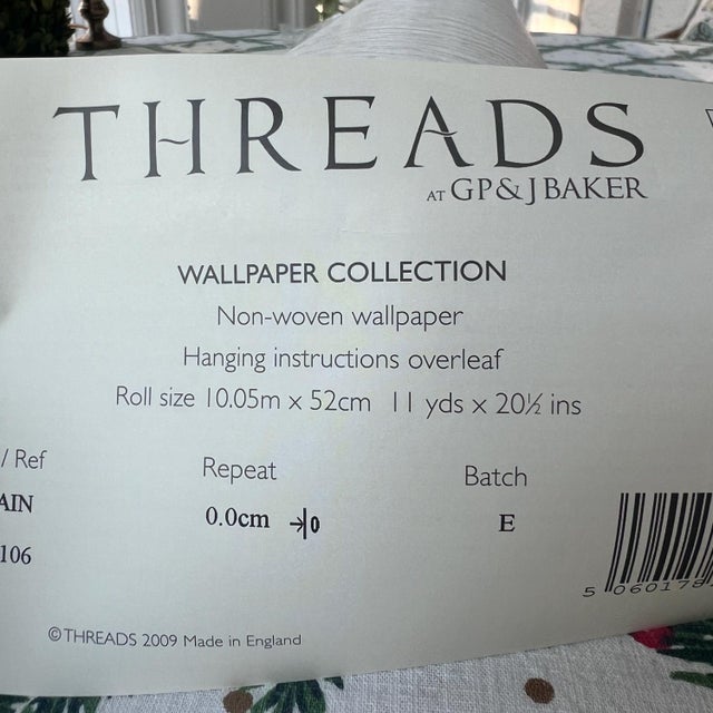 8 11 yard rolls of Threads “Woodgrain” wallpaper by GP&J Baker // new in package // crafting supplies // Decorating // Designer Wallpaper For Sale - Image 4 of 4