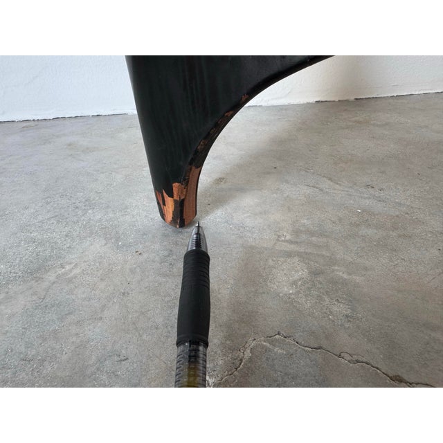 70's Mid-Century "Silhouette" Clover Leaf Black Lacquer Walnut Coffee Cocktail Table For Sale - Image 12 of 12