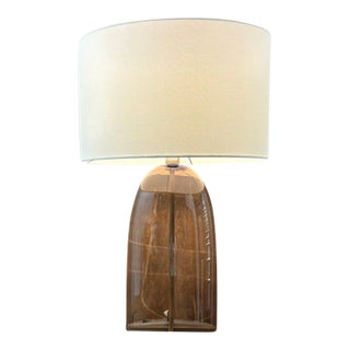Rh Blom Scandinavian Amber Glass Table Lamp Lacquered Burnished Brass Jonathan Browning For Sale