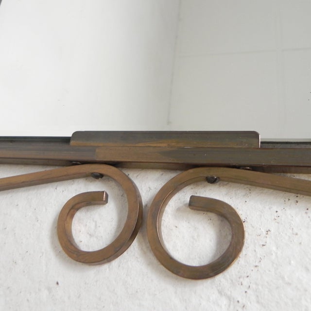 Vintage Faceted Mirror in Brass Frame, 1950s For Sale - Image 6 of 10