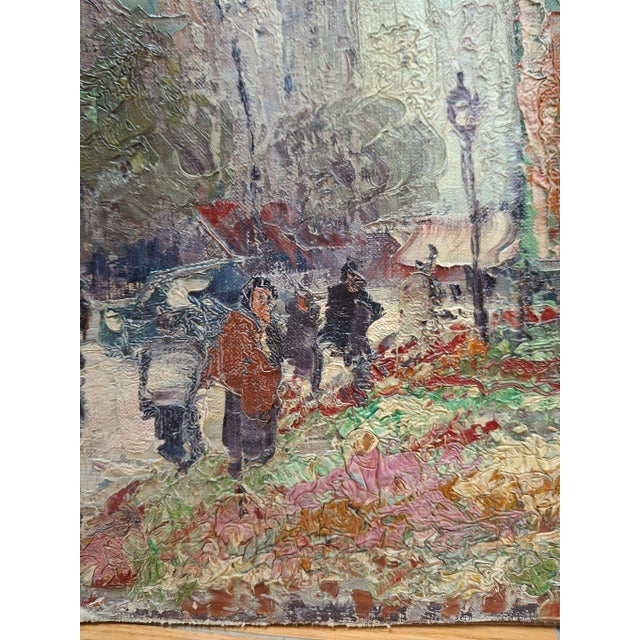 Marcel Brisson "French Flower Vendor" Original Oil Painting C.1950 For Sale - Image 4 of 12