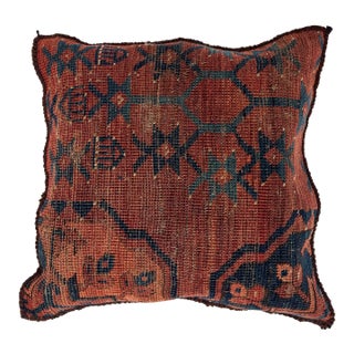 Pillow W/Antique Rug Fragment, 1'4" X 1'4" For Sale