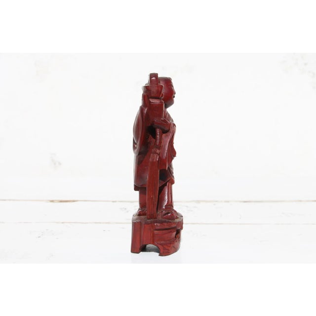 1950s Carved Wood Chinese Woman Figurine For Sale - Image 4 of 13