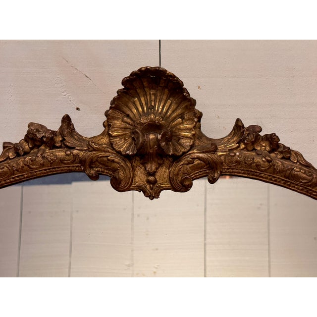 19th Century French Giltwood Mirror With Shell Crest For Sale - Image 4 of 8