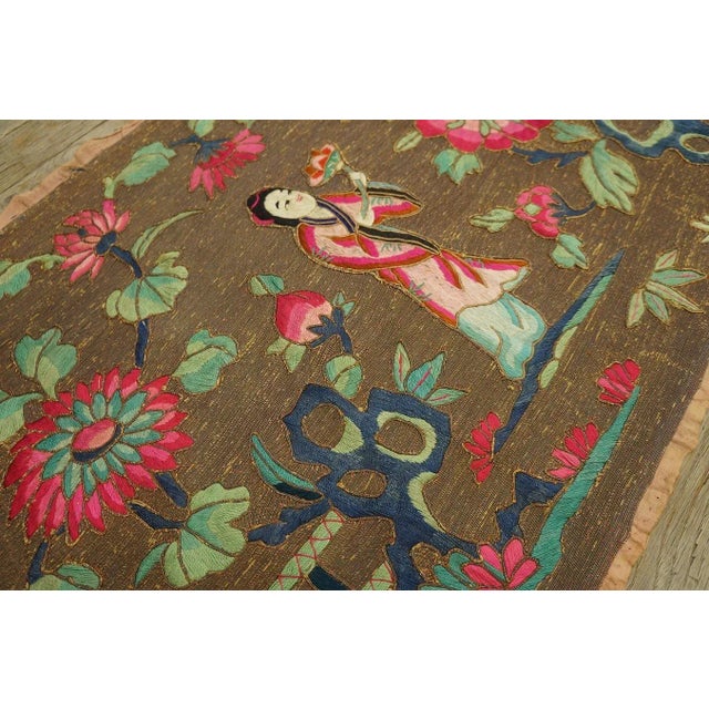 Late 19th Century Chinese Silk & Metal Embroidery ( 1' 9'' x 12' 9''-53 x 387 ) For Sale - Image 11 of 12