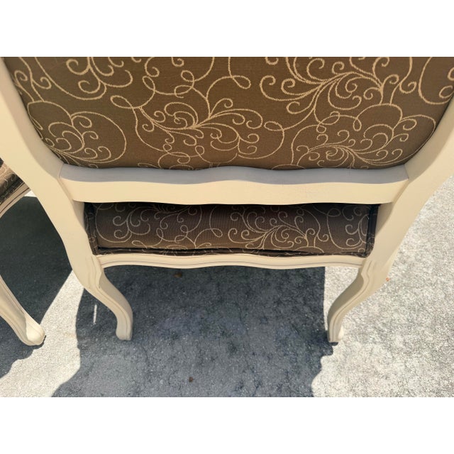 Taupe Vintage Fairfield Louis XV Style Painted Bergere Lounge Chairs, Pair For Sale - Image 8 of 14
