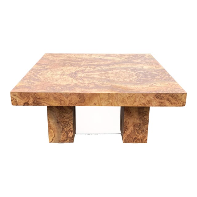 1970s Laminate Wood Burl Mirrored Square Coffee Table Chairish