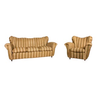 Set of 3-Seater Sofa and Armchair, 1950s For Sale