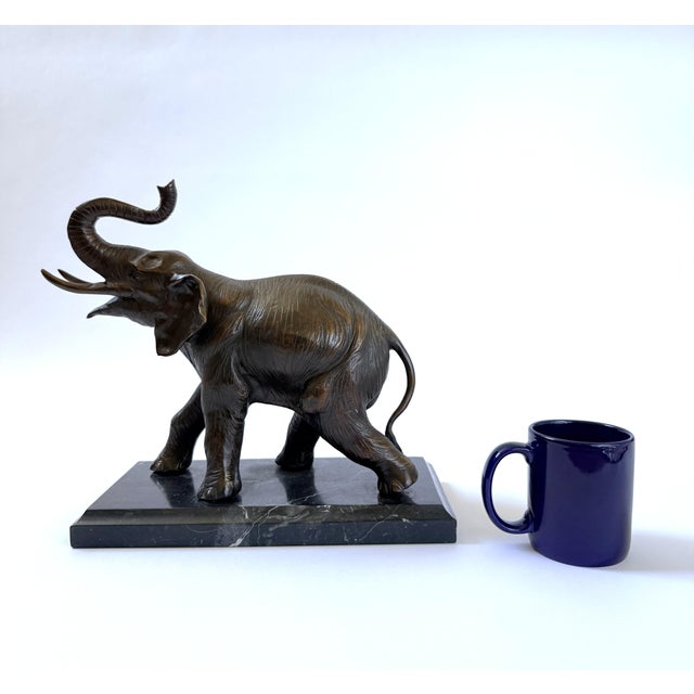 Bronze Elephant on Marble Base - 12" H For Sale - Image 9 of 9
