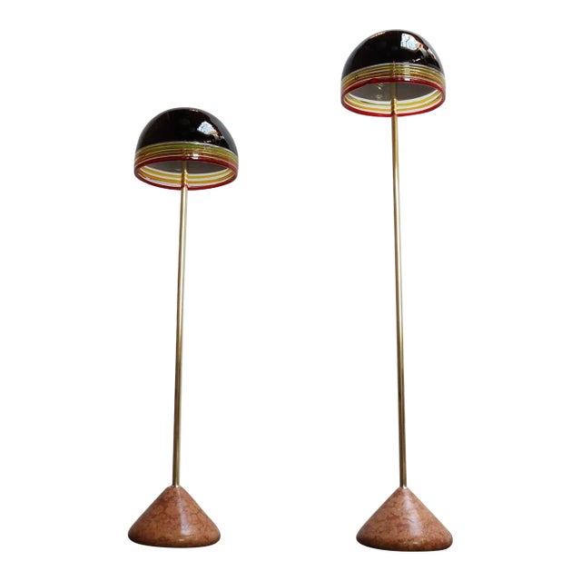 Set of Two "Febo" Floor Lamps in Glass and Marble by Roberto Pamio for Leucos For Sale