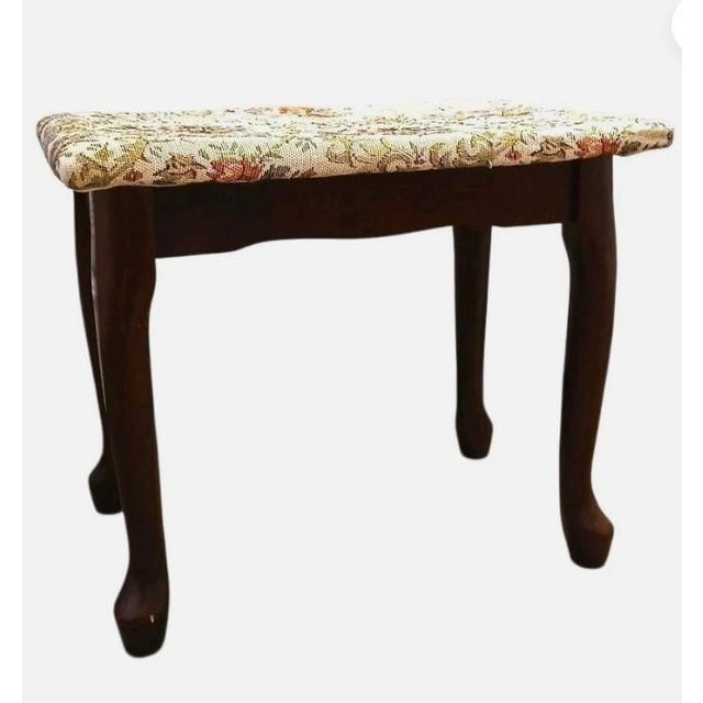 2008 Vintage Vanity Bench Mahogany Queen Ann Tapestry Dressing Bustle Foot Stool Piano bench Traditional Regency Classic...