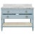 2020s Matthew Izzo Home Cutler 48" Light Blue Matte Lacquer Single Sink, Two Drawer Bath Vanity With Open Can Shelf and Brass Drawer Pulls For Sale - Image 5 of 7