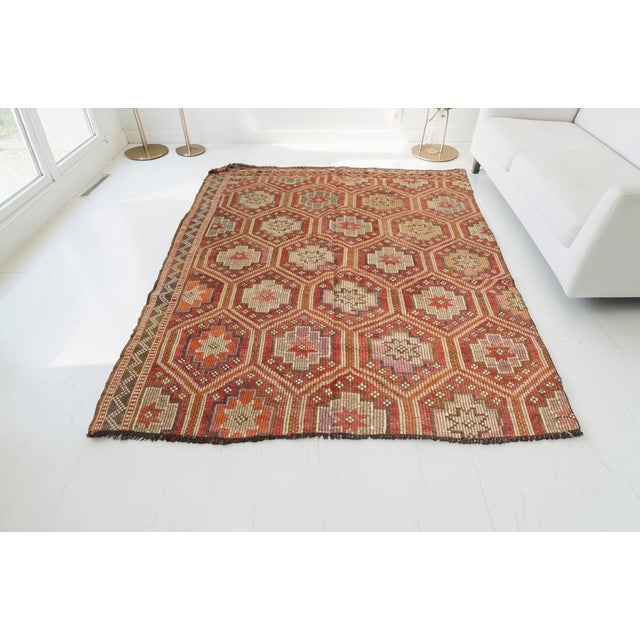 Geometric Vintage Modern Kilim For Sale - Image 9 of 10