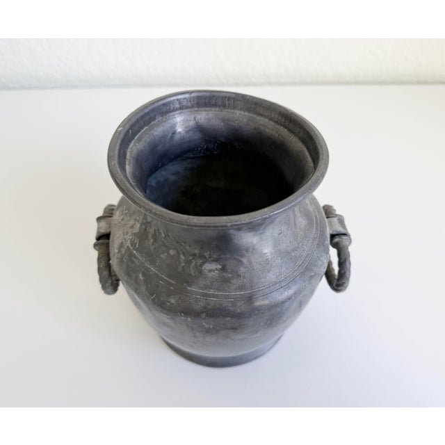 Silver Antique French Pewter Vase With Handles For Sale - Image 8 of 10