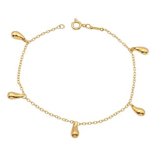 Vintage Tiffany & Co. Elsa Peretti 18k Yellow Gold 5 Teardrop Bracelet For Sale