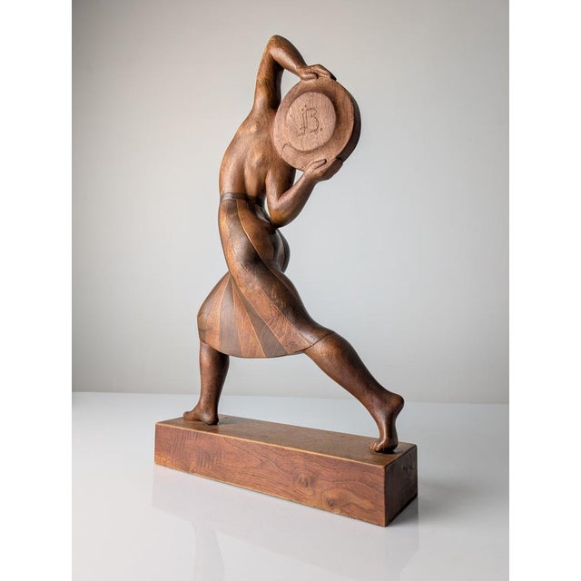Brown Jens Jacob Bregnø, Art Deco Carved Sculpture, 1900s, Wood For Sale - Image 8 of 12