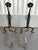 Vintage Brass Hammered Flower Fireplace Andirons For Sale - Image 4 of 10