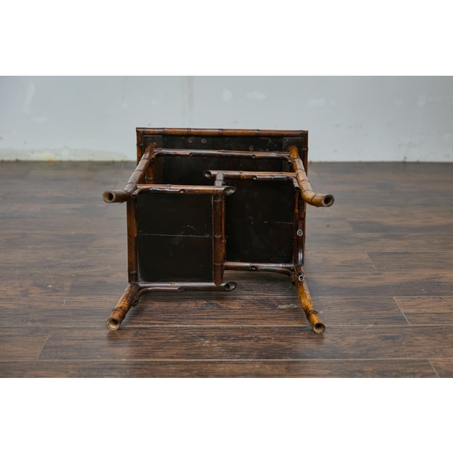 English 1920s Bamboo and Woven Rattan Side Table with Sectioned Shelves For Sale - Image 12 of 12