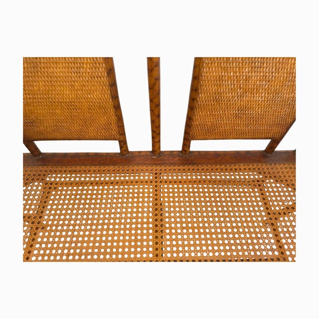 Chestnut Vintage Tortoiseshell Faux Bamboo & Cane Loveseat Bench For Sale - Image 8 of 8
