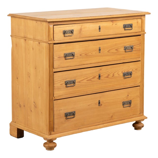 19th Century Danish Waxed Pine Chest of Four Drawers For Sale