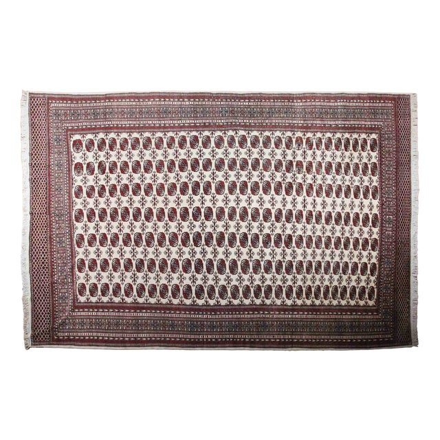 Pakistani Bukhara Rug in Cotton and Wool For Sale