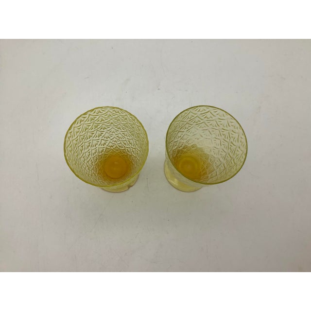 Art Deco Early 20th Century Yellow Uranium Glass Set 2pc For Sale - Image 3 of 9