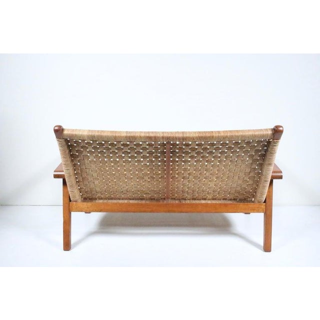 Wood Michael Van Beuren Bauhaus Teak and Raffia Loveseat, Circa 1940 For Sale - Image 7 of 13