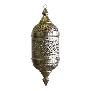 Vintage Boho Pierced Metal Moroccan Lantern