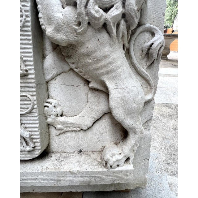 Cream A Heavy Carved Stone Armorial Relief From a Chateau in Nice, France, Circa 1700 For Sale - Image 8 of 13