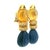 Ink Blue 1980s Italian Carved Lapis Topaz Diamond 18k Gold Drop Earrings, Pair For Sale - Image 8 of 17