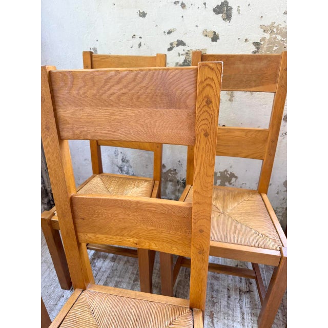 Blond Oak Chairs with Straw Seats, 1960s, Set of 8 For Sale - Image 16 of 18