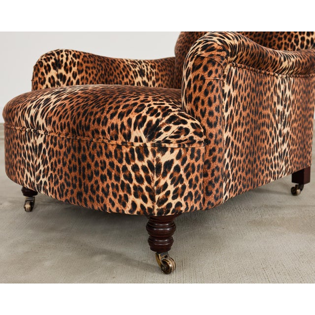 Pair of George Smith Jules Lounge Chairs in Leopard Velvet For Sale - Image 10 of 12