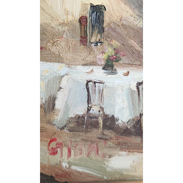 Mid 20th Century Signed Giani “On the Terrace” Framed Oil on Canvas Cafe Scene For Sale - Image 9 of 18