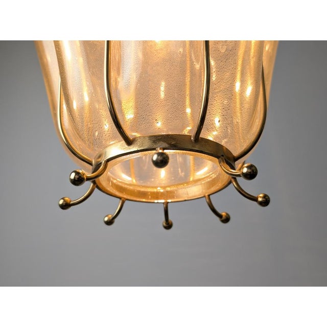 Gold Murano Glass Lantern with Gold Foil and Brass from Barovier & Toso, 1960s For Sale - Image 8 of 18