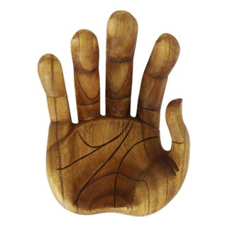 Fruit Bowl caved on solid Wood in Hand Form For Sale