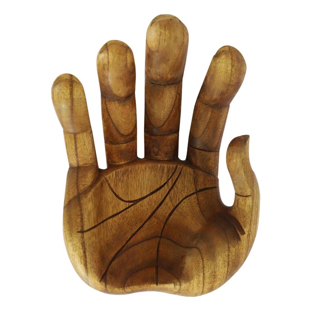 Fruit Bowl caved on solid Wood in Hand Form For Sale