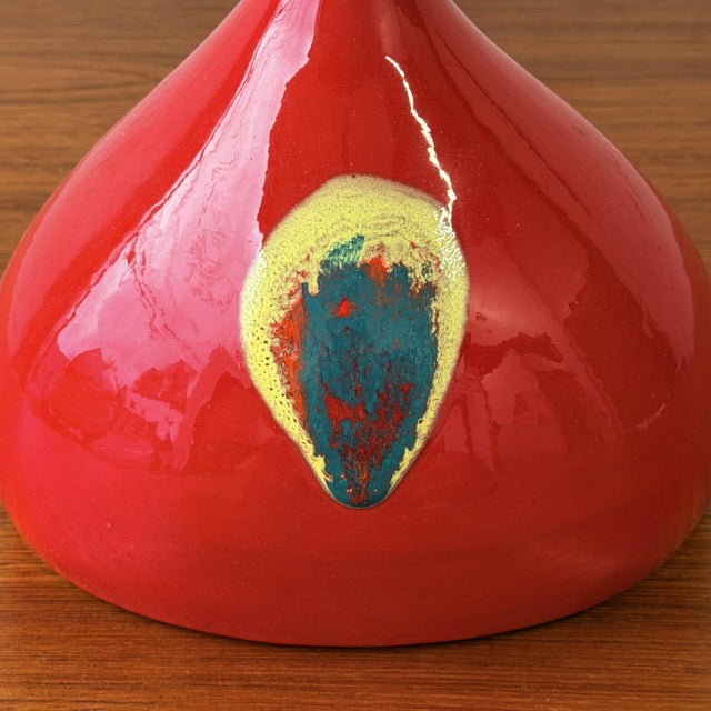 Ceramic Vintage Danish Modern Bjørn Wiinblad Rosenthal Red Ceramic Table Lamps - Pair For Sale - Image 7 of 10