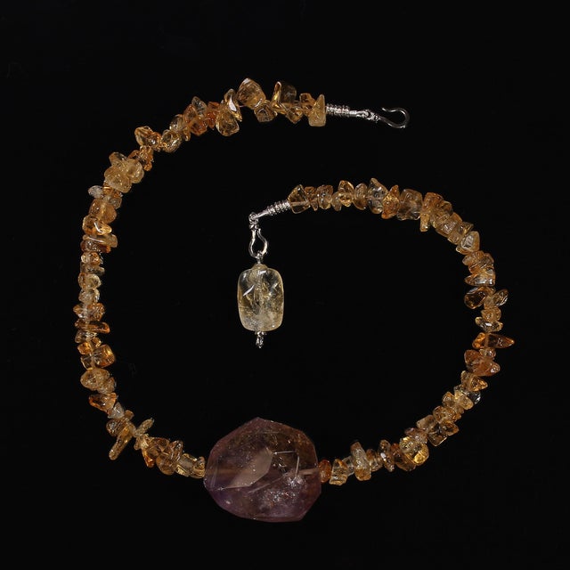 Ajd 16 Inch Citrine Necklace With Large Ametrine Focal For Sale In Raleigh - Image 6 of 6