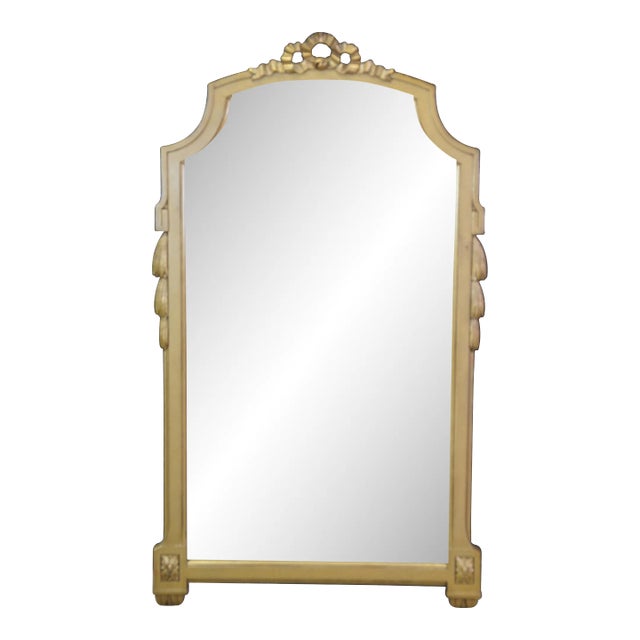 20th Century French Neoclassical Gold Over Mantel Wall Hanging Bathroom Mirror For Sale