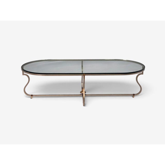Tommi Parzinger, Unique Coffee Table, Brushed Steel, Glass, Usa, 1950s For Sale - Image 4 of 12
