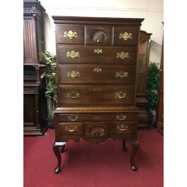 Item: Vintage Henkel Harris High Boy Chest with Flat Top. Age & Condition: Circa 1970. Good Vintage Condition, with some...