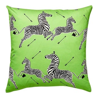 The House of Scalamandré Zebras Petite Pillow, Lime For Sale