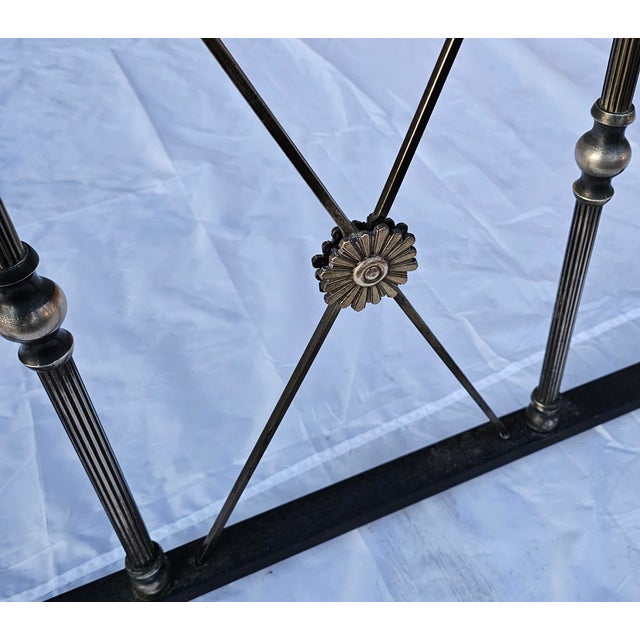 Metal Vintage Maison Jansen Style Brass and Glass Diminutive Console For Sale - Image 7 of 9