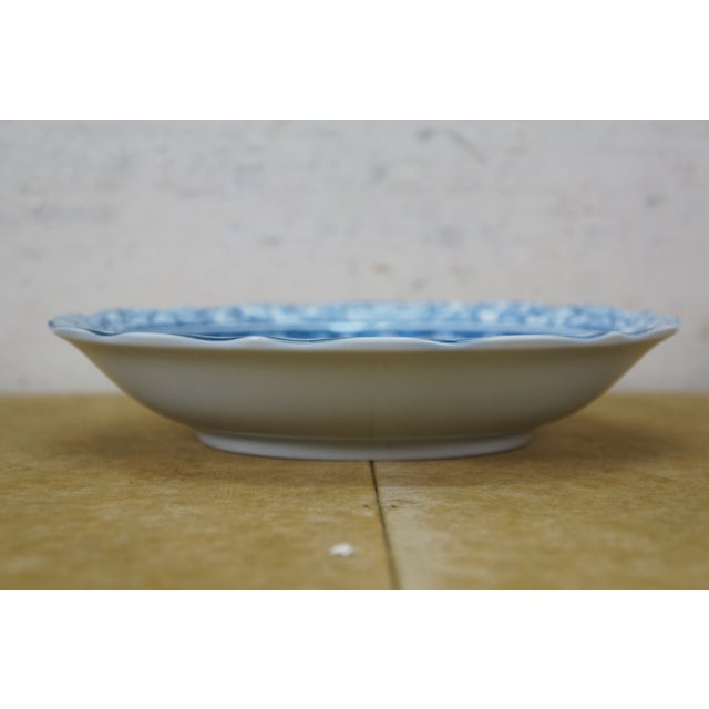 Mid 20th Century Vintage Chinese Chinoiserie Blue & White Floral Peony Bowls 6" - 8" - Set of 8 For Sale - Image 5 of 10